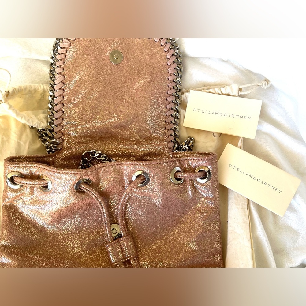 Authentic Stella McCartney Pearlescent Shaggy Deer Mini Rucksack Backpack Pink - Picture 9 of 15